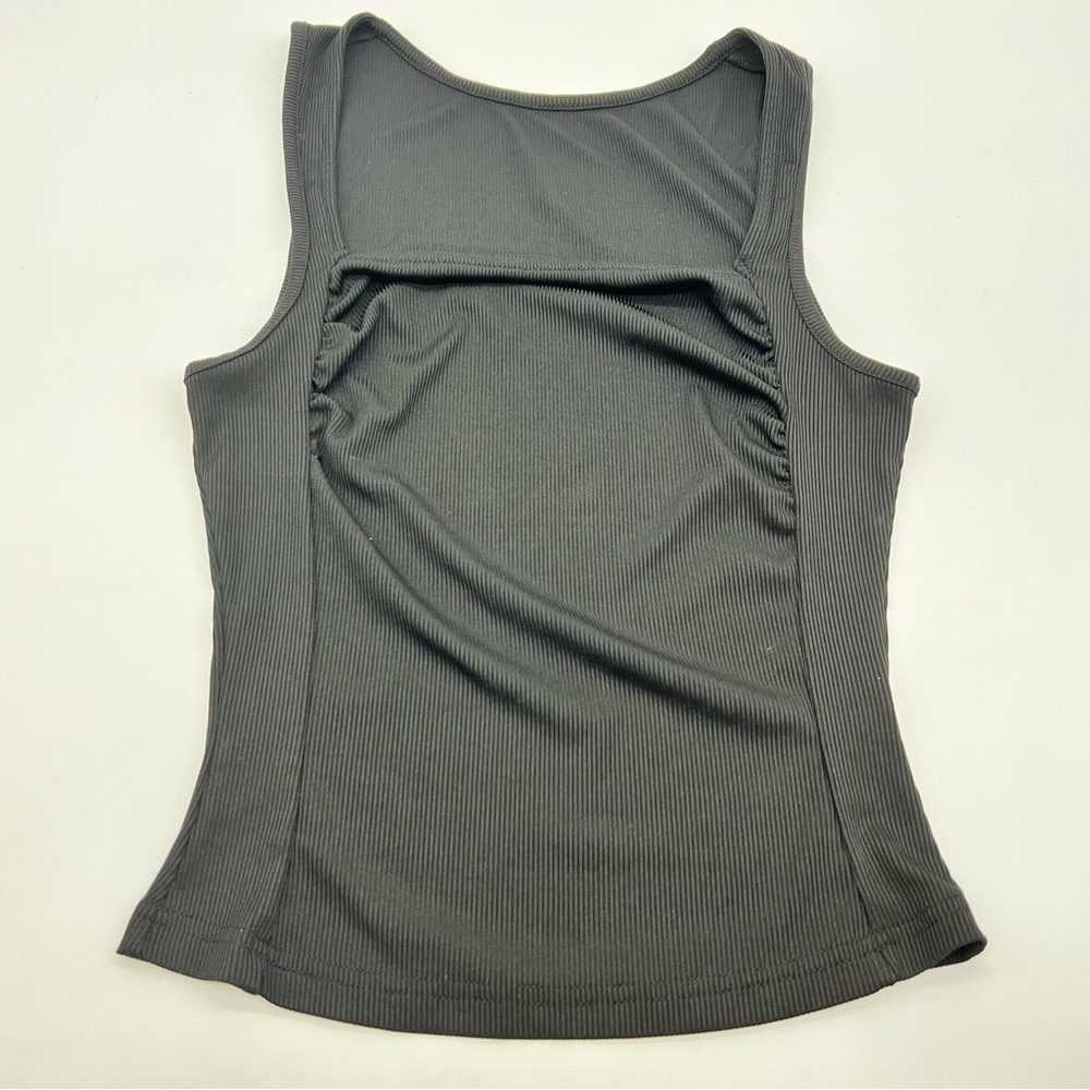 Black Ribbed Sleeveless Women's Tank Top